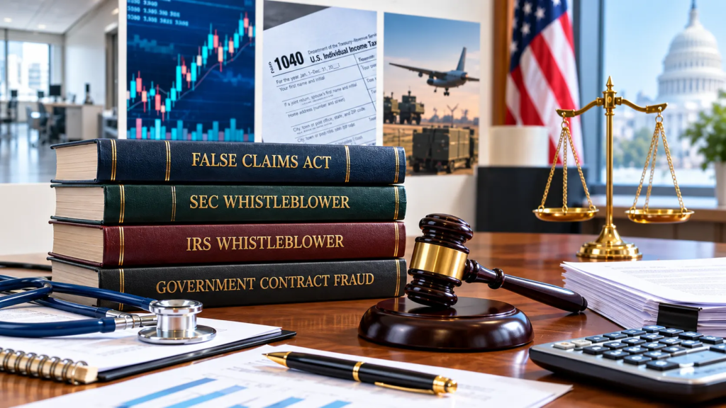 Whistleblower programs for Medicare, securities, tax, and defense fraud